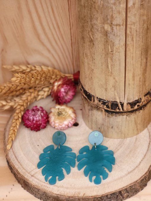 Boucles d'oreilles Feuille turquoise