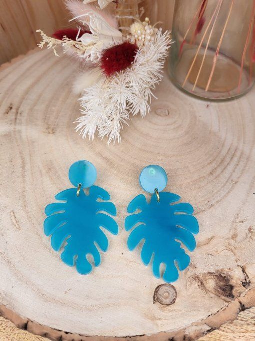 Boucles d'oreilles Feuille turquoise