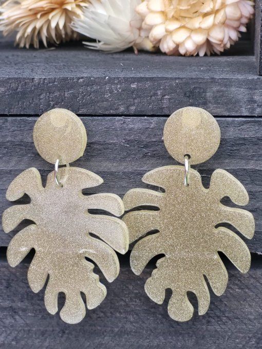 Boucles d'oreilles Feuille sable