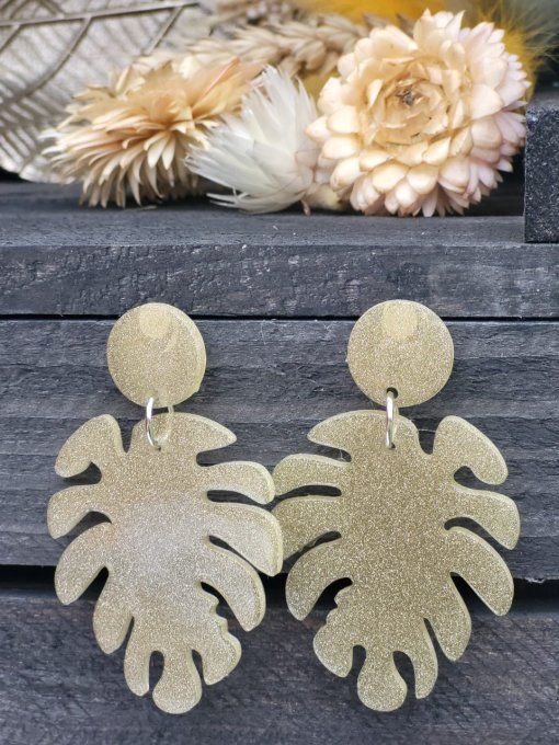 Boucles d'oreilles Feuille sable